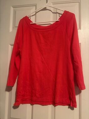 Talbots Women's Large Soft Lightweight Tangerine 3/4 Sleeve Scoop Neck Tee Top
